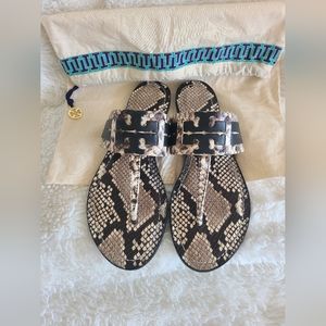 Tory Burch Leigh Sandal Snakeskin Black